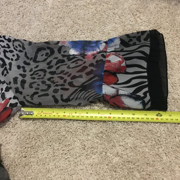 Tricotto Artsy Animal Print Womens Lace Up Bell Sleeve Cover Dress - Picture 16 of 16